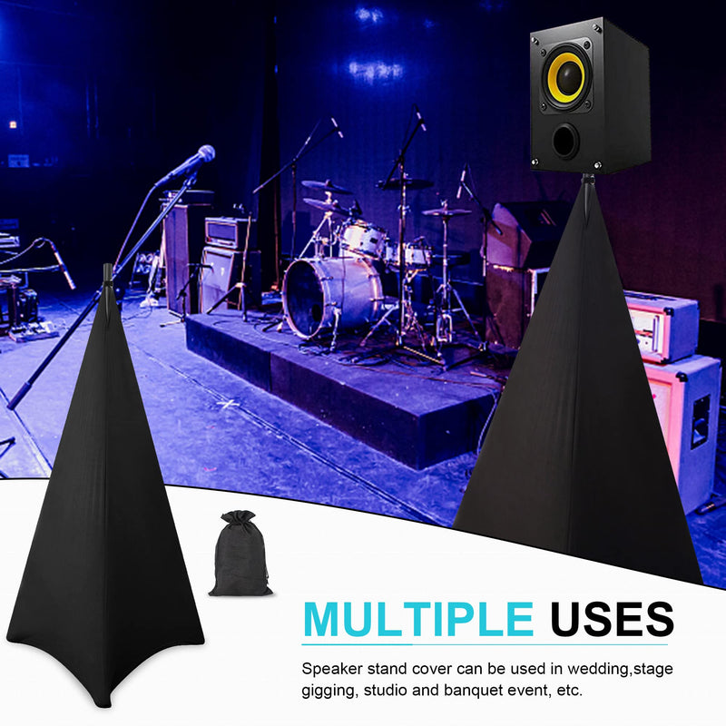 Speaker Stand Cover with 360 Degree Tripod Stand Skirt Skrim Stretchable Lycra Fabric Covers with Free Storage Bag Two Pack Black Black-Two pack