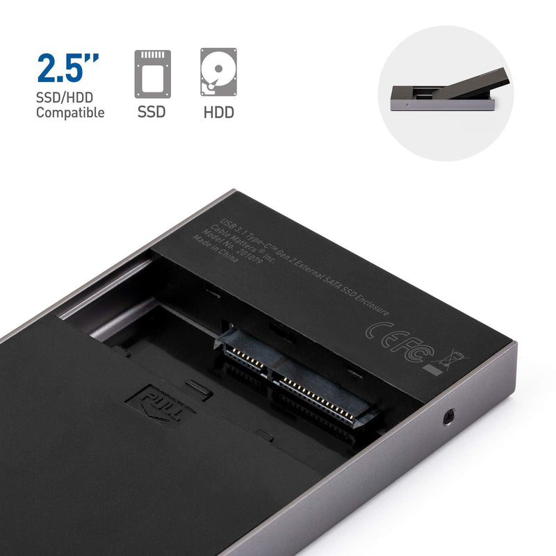 Cable Matters 1 Premium Aluminum 10Gbps Gen 2 USB C Hard Drive Enclosure for 2.5" SSD/HDD 2 4-in-1 USB C Hub Ethernet, Support Gigabit Network