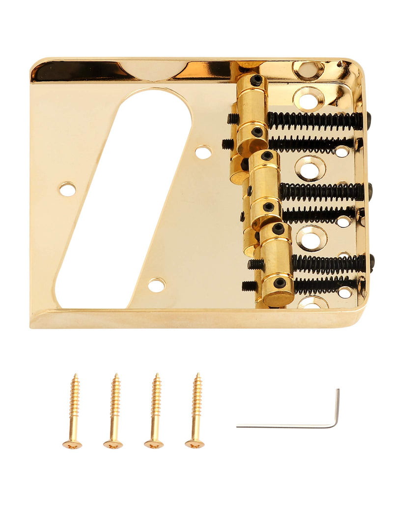 [AUSTRALIA] - Rubatone Guitar Bridge Tailpiece 3Pcs Zinc Saddles Bridge Top or Bottom Load Ashtray Style for Vintage Tele Telecaster Style Electric Guitar Parts Gold. 
