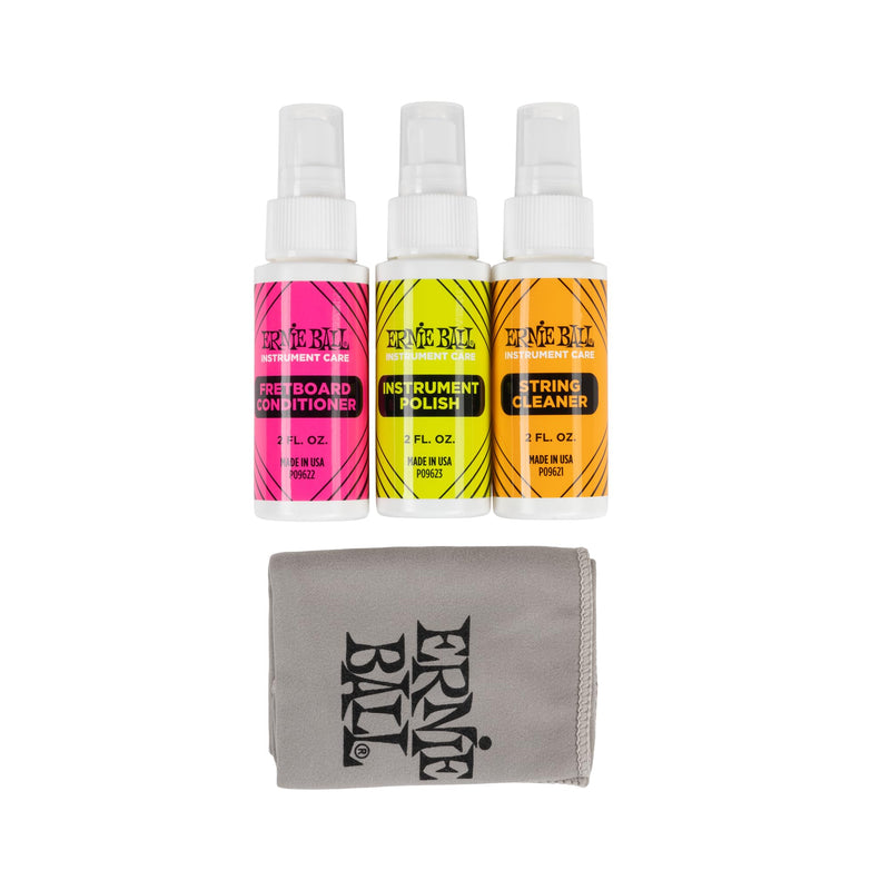 Ernie Ball Guitar Polish, Fretboard Conditioner, and String Cleaner with Polish Cloth Care Kit