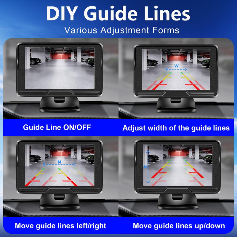 Wireless Reversing Camera System with 5 inch Split Screen, IP69K Waterproof Backup Camera with Night Vision, Support add 2nd Wireless Rear View Camera for Trailer, RV, Trucks, Farm Vehicle