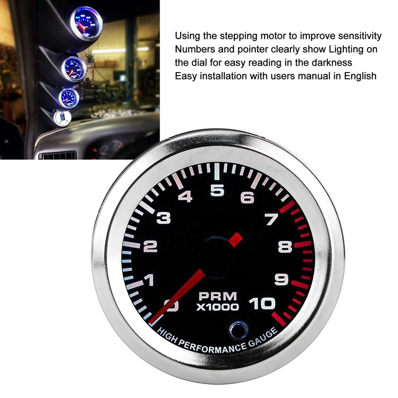 [AUSTRALIA] - RPM Tachometer, 2in 10,000 RPM 7 Color LED Shift Light Tachometer Gauge for 4, 6, 8 Cylinder Gas Engines 