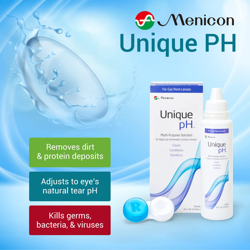 Menicon Unique pH Multi-Purpose Contact Lens Solution With Lens Case (4 Fluid Ounces) 4 Fl Oz (Pack of 1)