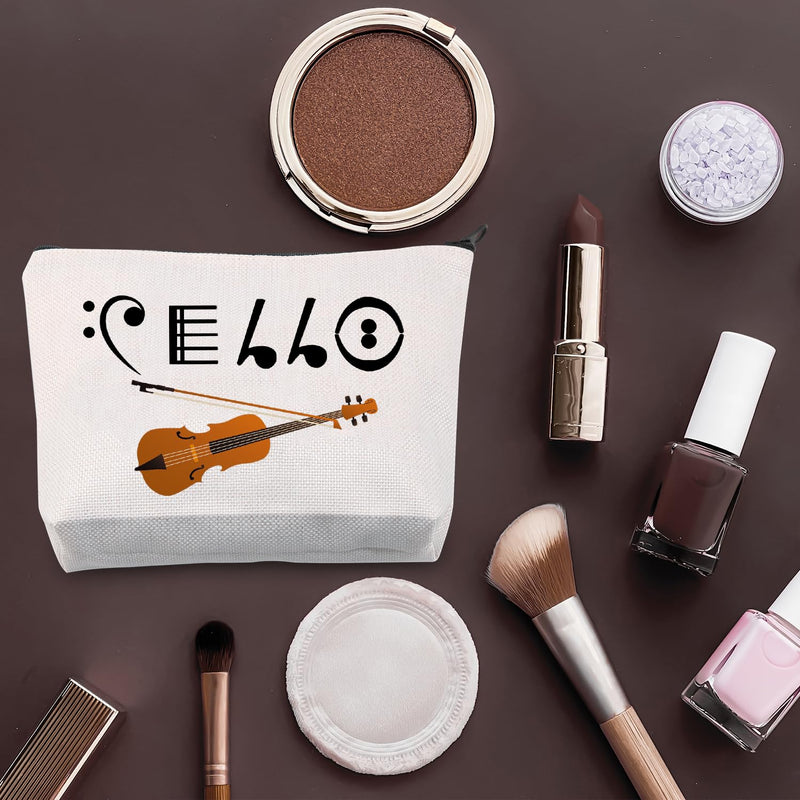 BDPWSS Cello Gift Cello Player Gift Cello Music Note Makeup Bag Funny Cello Cellist Orchestra Musician Zipper Travel Pouch (Cello note bag) Cello note bag