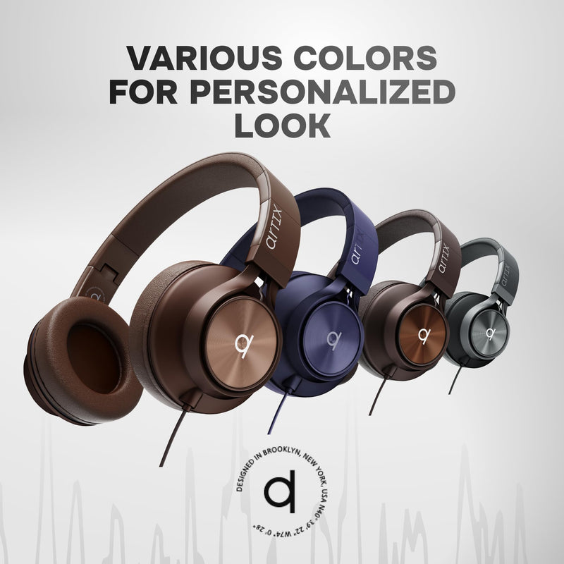 [AUSTRALIA] - ARTIX Over Ear Headphones Wired with Microphone and Volume Control, Foldable Noise Isolating Headset with Deep Bass for School, Laptop, Computer, Chromebook, Tablet, Travel (3.5mm Jack) Mocha Mousse 