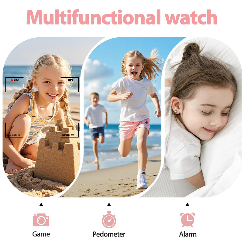 Smart Watch for kids-4g GPS Kid Phone Watch Call and Voice Text | Game Camera Pedometer Alarm Clock-Kids Watches for Girls Boys 4-12 Age Gifts Pink