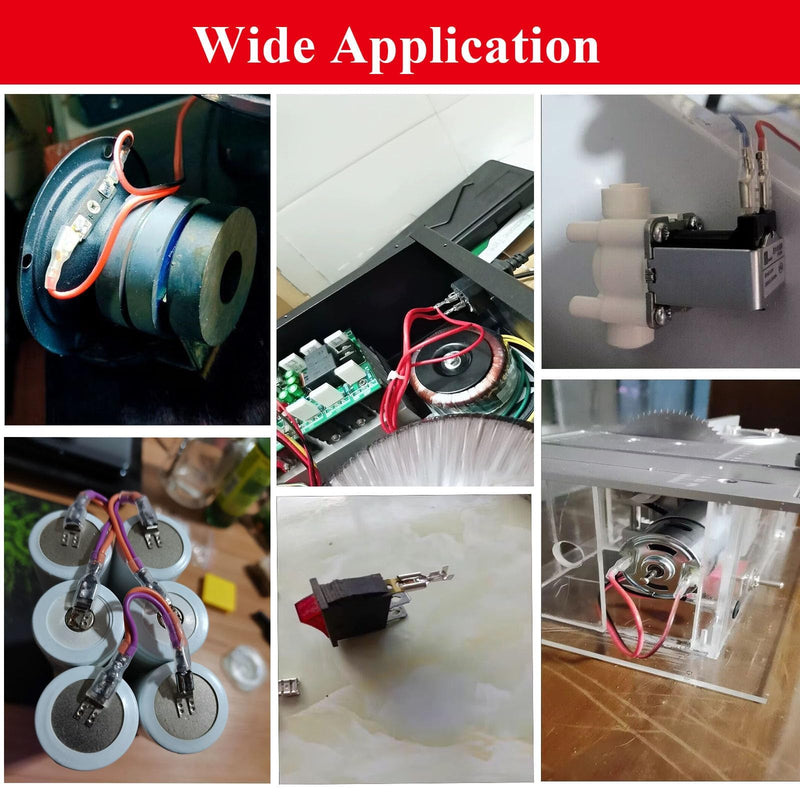 100 x thickened 6.3 mm blade receptacles and 100 x flat connectors, brass tinning, highly conductive blade receptacles 6.3 mm with insulating sleeves 6.3mm Spade Connectors