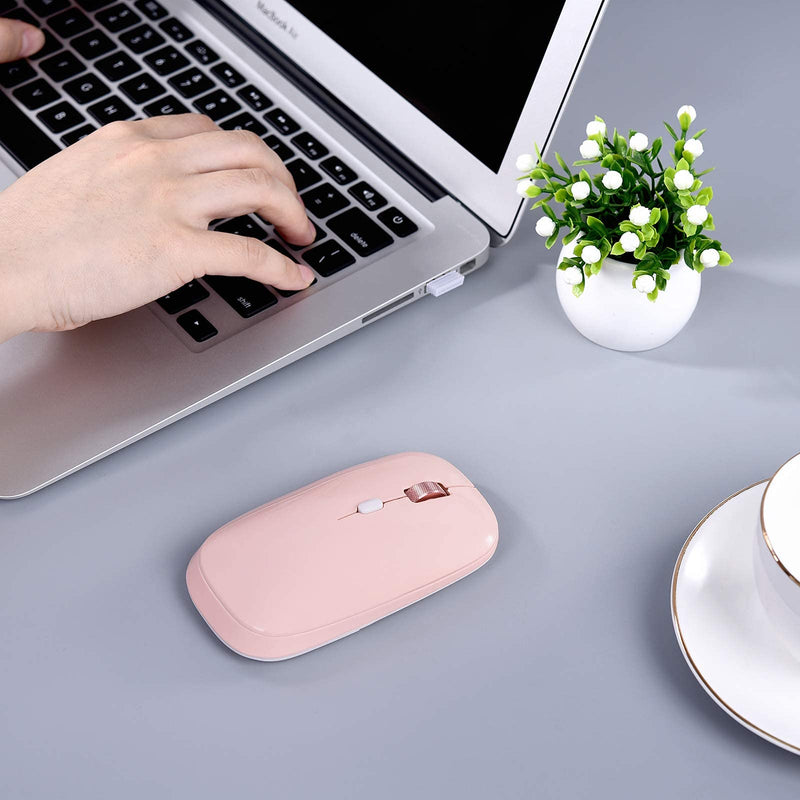 Wireless Mouse, PINKCAT 2.4G Slim Silent Cordless Mouse with USB Receiver, 3 Adjustable DPI Portable Optical Wireless Computer Mice for Laptop, PC, Notebook, Computer, Deskbtop, MacBook - (Pink) pink