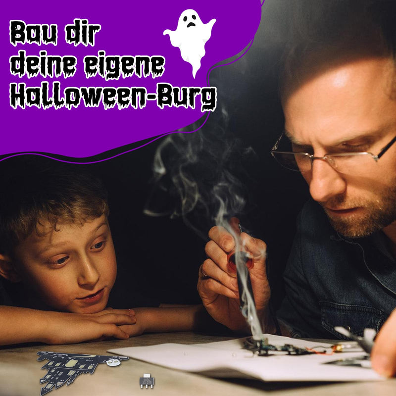 PEMENOL Halloween Burg Löt bausatz Musik Kürbis Skelett Leuchte Elektronik bausatz Atmende LED-Effekte Mit USB-Kabel Halloween Dekoration Party Deko Geschenk