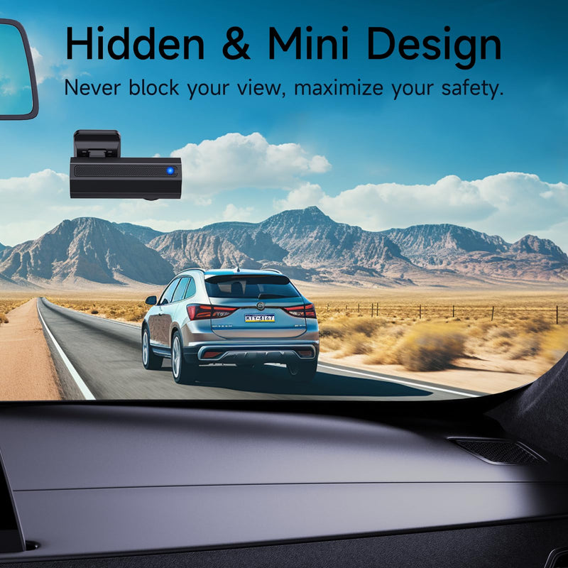 Dash Cam Front 2.5K: Mini Dash Cam for Cars, 1440P Car Camera with APP, WiFi Dash Cam with WDR Night Vision, 24 Hours Parking Monitor Dashcams, 160°Wide, G-Sensor