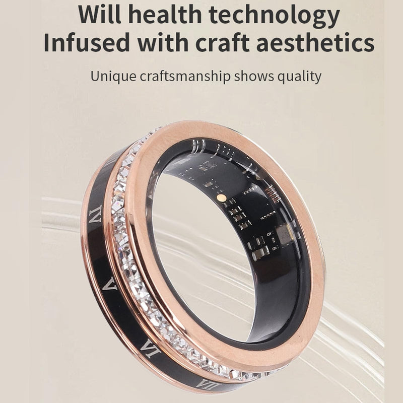 Smart Ring,Water Proof Fitness Ti Steel Roman Numerals Smart Ring Health Tracker,Smart Ring Health Tracker Men 9