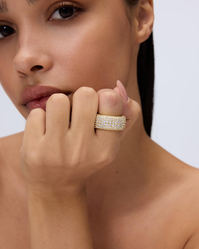 PAVOI 14K Gold Plated Pave Smart Ring Cover Compatible with Oura Ring Gen 4 Yellow Gold 8