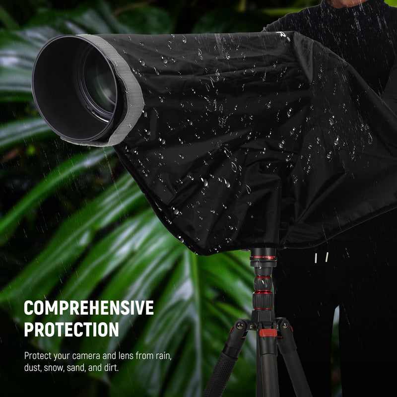 NEEWER 2 in 1 Camera Rain Cover & Reflector, XL Large Durable Nylon Waterproof Raincoat for Canon Sony Nikon Fujifilm DSLR Mirrorless Camera & Lens up to 800mm, with Viewing Window/Bag, PB017