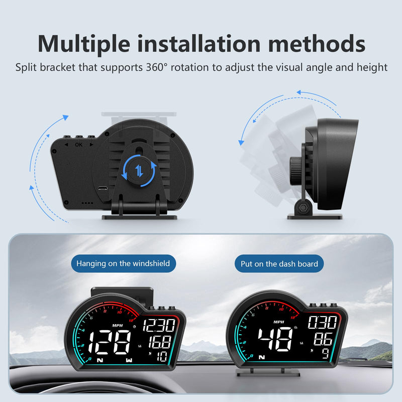 [AUSTRALIA] - SinoTrack HUD Digital GPS Speedometer for Car Universal Heads Up Display Oversize Screen Large LCD MPH Speedometer Speed Fatigued Diving Alert Over-Speed Alarm Compass for All Vehicle 