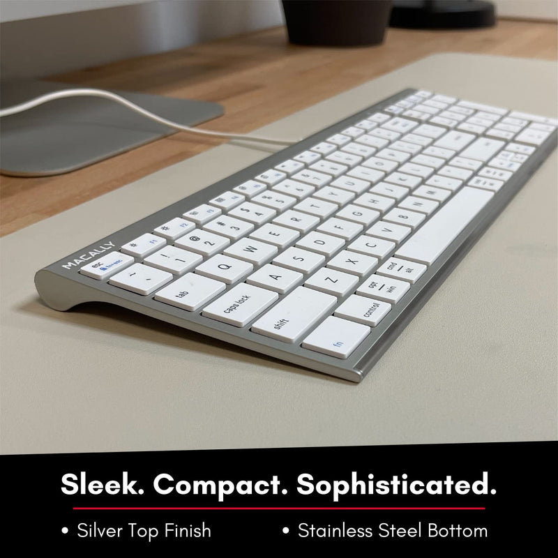 Keyboard for Mac and Windows, Macally Apple Wired Keyboard Compatible - Slim, Space-Saving Design USB Keyboard with Numeric Keypad - Budget-Friendly Laptop, MacBook, iMac Keyboard Replacement