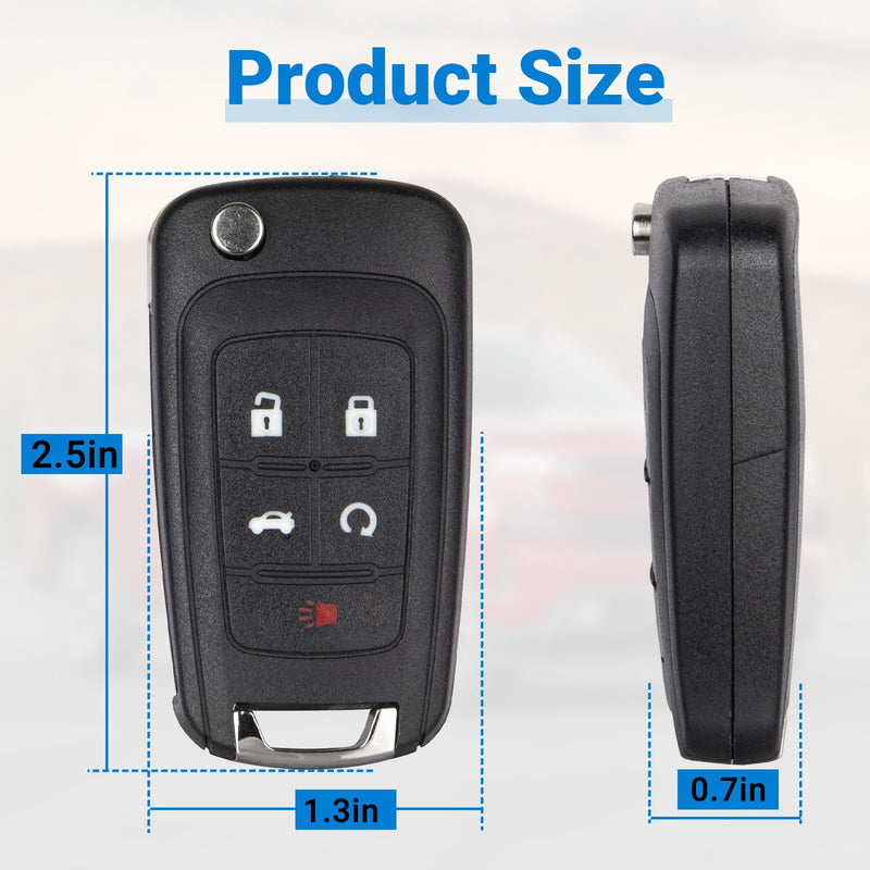 Car Key Fob Keyless Entry Remote Compatible with 2010-2019 Chevy Cruze/Camaro/Impala/Equinox/GMC Terrain/Buick Lacrosse 5 Buttons Key for OHT01060512 (1 Pack)