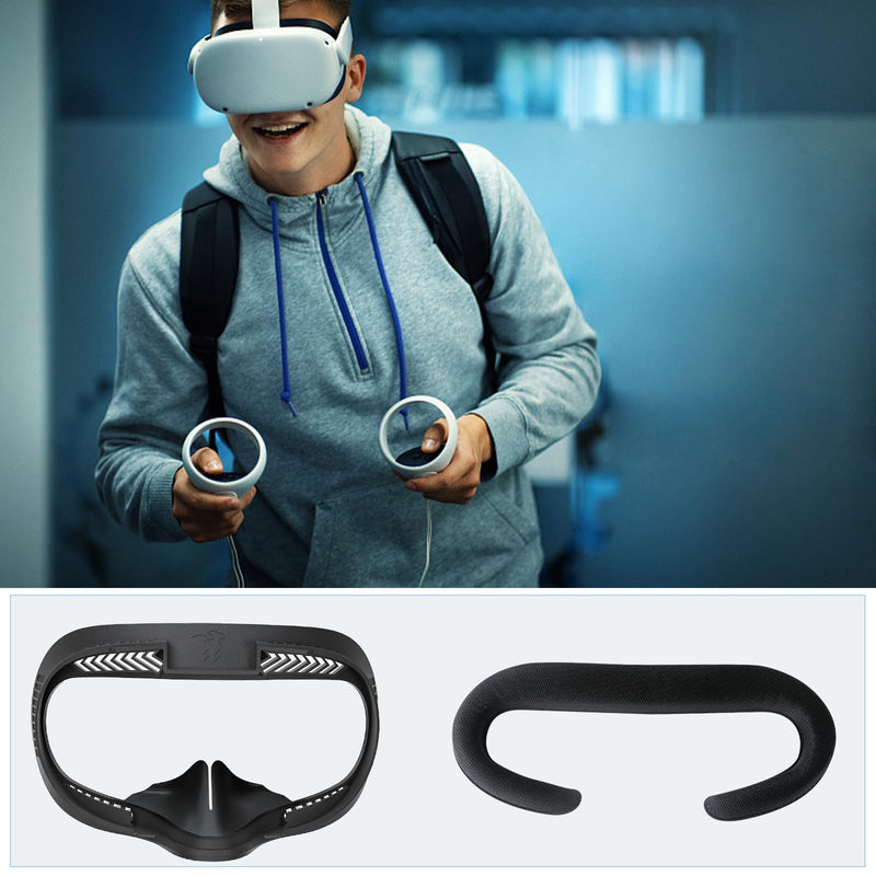 Compatible with Oculus Quest 2 Face Bracket Replacement,VR Breathable Foam Face Pad Protective for Meta Quest 2,Comfortable Face Cover Cushion VR Accessories Breathable Foam Face Cover