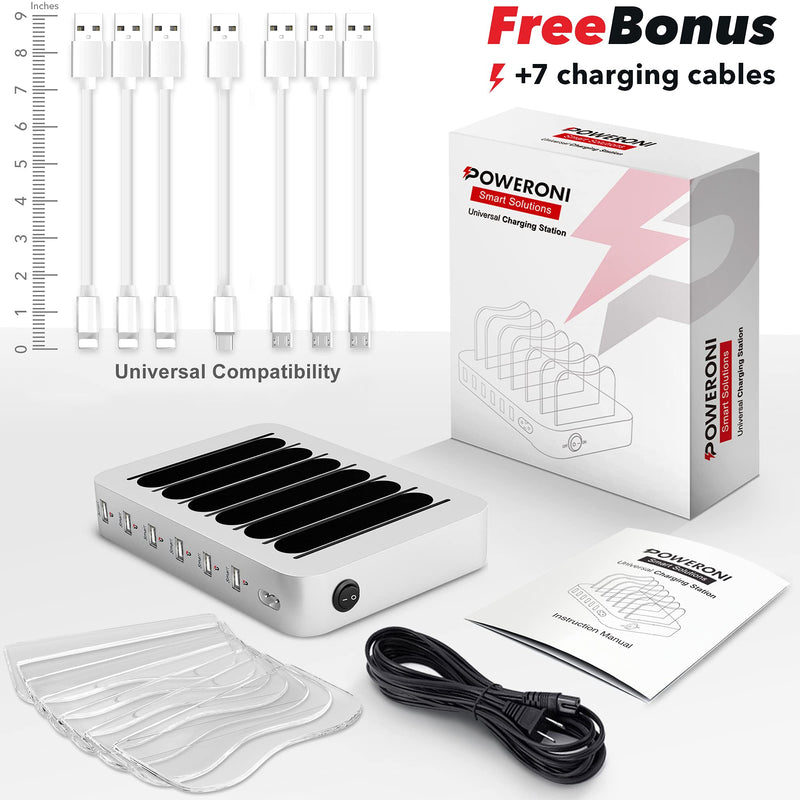 USB Charging Dock - 6-Port - Fast Charging Station for Multiple Devices Apple - Multi Phone Charger Station - Charging Station - for Apple iPad iPhone and Android Cell Phone and Tablet 6-Port Silver 1-pack
