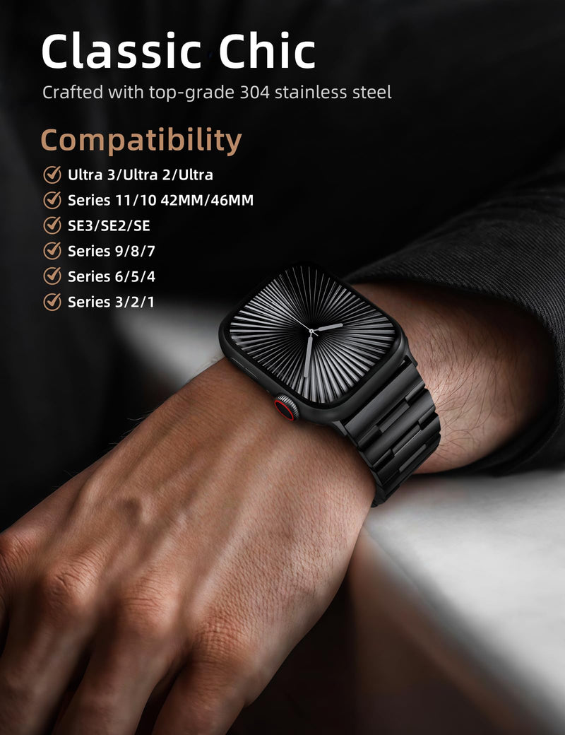 2 Packs Watch Band Compatible with Apple Watch Band 38/40/41/42/44/45/46/49mm, Magnetic Sport Band and Stainless Steel Strap for Women Men