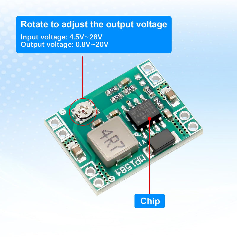 AYWHP MP1584EN Buck Converter DC-DC 3A Power Step Down Module Buck Converter 24V to 12V 9V 5V 3V for Arduino Pack of 10