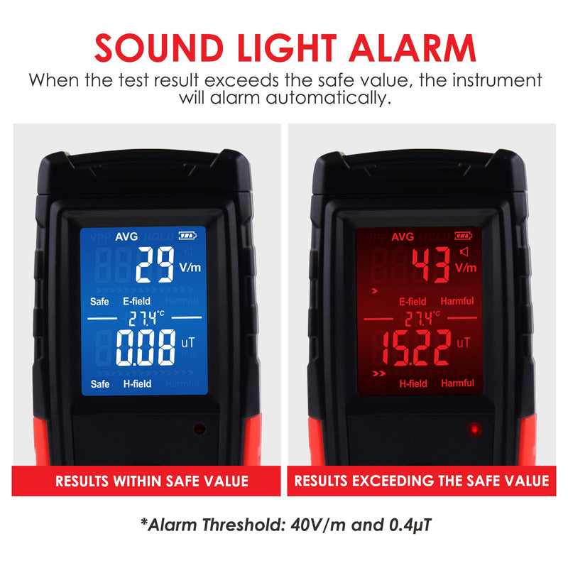 [AUSTRALIA] - EMF Meter Digital Electromagnetic Field Radiation Detector with Sound Light Alarm Function, Rechargeable Handheld EMF Tester for Electric Magnetic Field Inspection, Home, Office and Ghost Hunting 