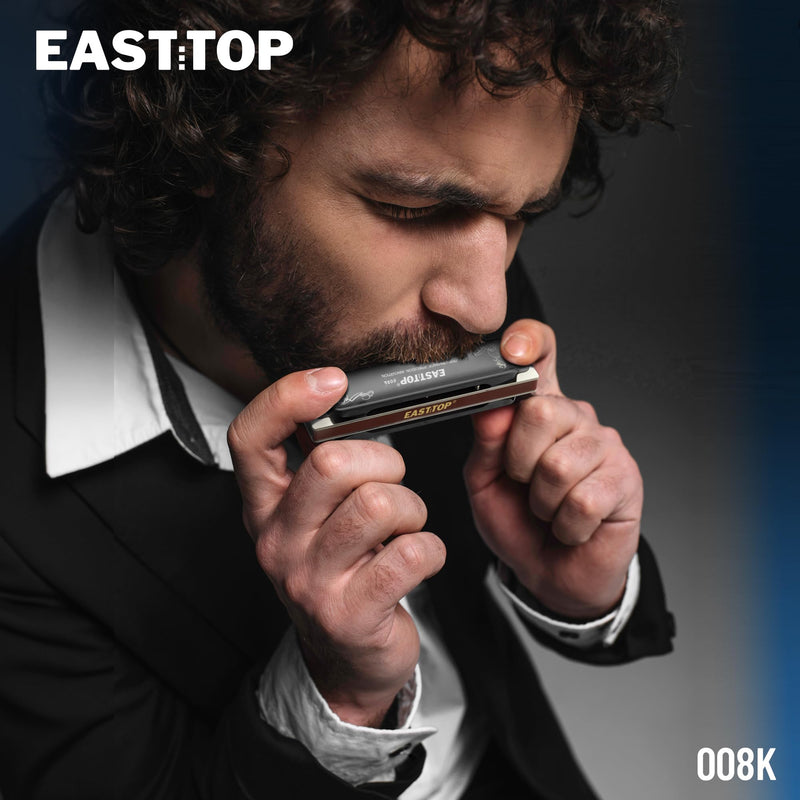 [AUSTRALIA] - East top Harmonica C, Updated Diatonic Blues Deluxe Harmonica C Key 10 Holes 20 Tones Professional Diatonic Mouth Organ, harmonica for Adults, Professionals, Beginners and Students as gift black 