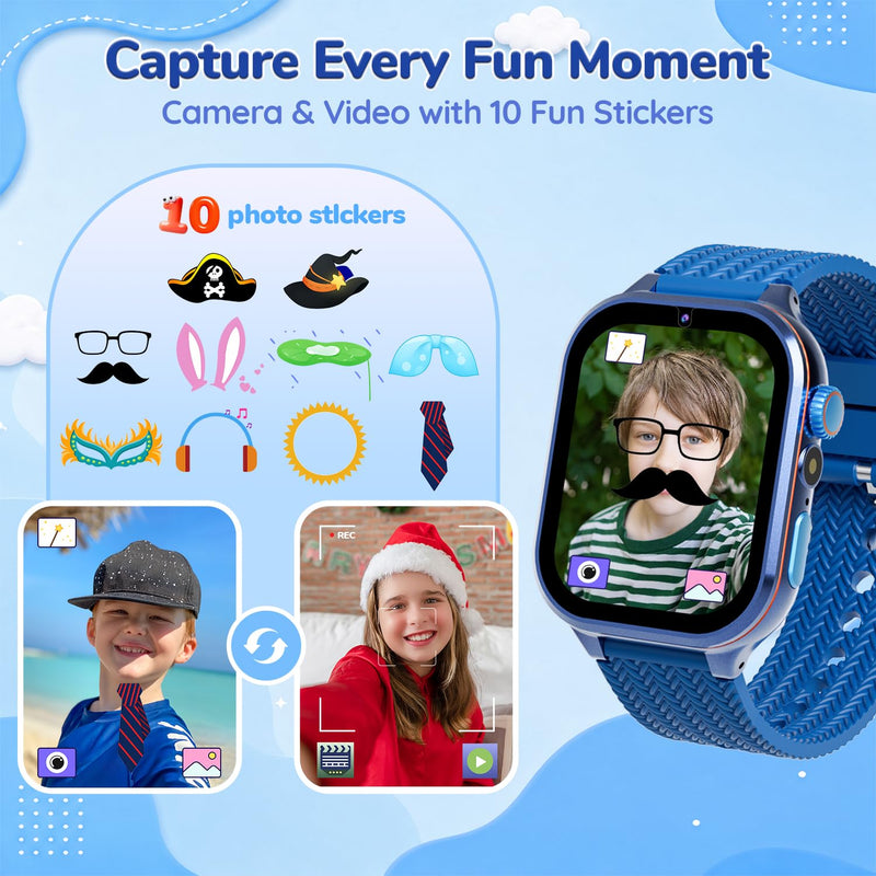 MOMILLA Kids Watch Kids Toys, 1.69'' Smart Watch with 180+ Learning Games | Kids Digital Watch, Toddler Toys with Video Camera Music Pedometer, Birthday Gifts for 3 4 5 6 7 8 9 10 Year Old Boys Blue