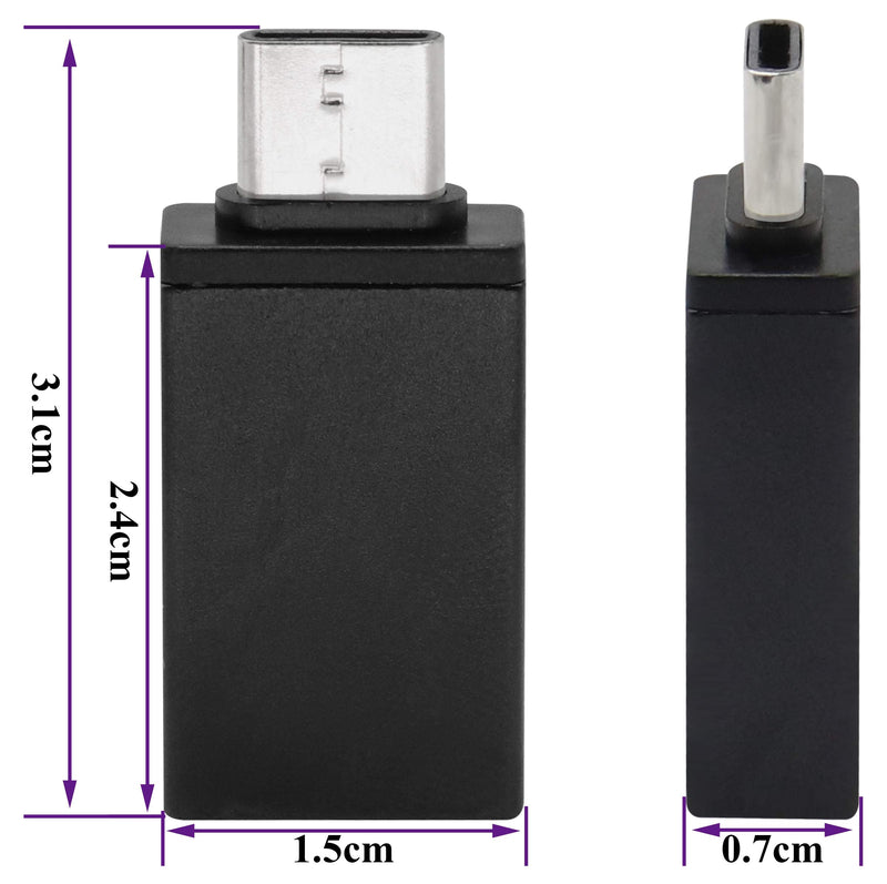 AAOTOKK Type C to USB 2.0 Adapter Aluminum Type C Male to USB A 2.0 Female Converter, On The Go (OTG) for Smartphone, Laptops,Mouse Keyboards, More USB and Type-C Devices(2 Pack-Black) Black