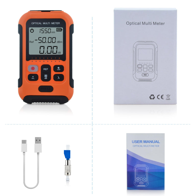 SKYSHL 800~1700nm -50~+26dBm Optical Power Meter and 650nm 30km VFL FTTH Optical Fiber Power Meter with 2.5 mm Universal Plug and FC/UPC-LC/UPC Adapter-SS103PVC12 SS103PVC12(800~1700nm -50~+26dBm)