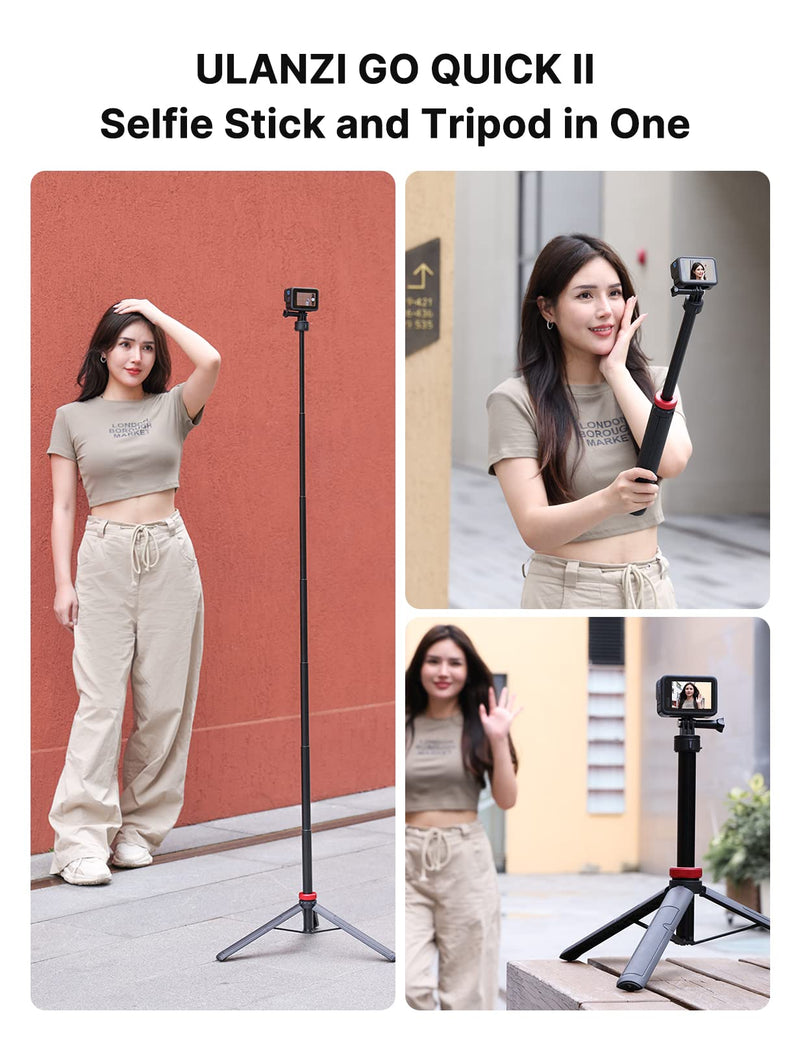 57in Selfie Stick Tripod - ULANZI Go Quick II Extendable Tripod Stand Magnetic Suction Quick Release Vlog Accessories Handle for GoPro Hero 11 10 9 8 7 6 5/Max/DJI OSMO Action Cam Selfie Tripod