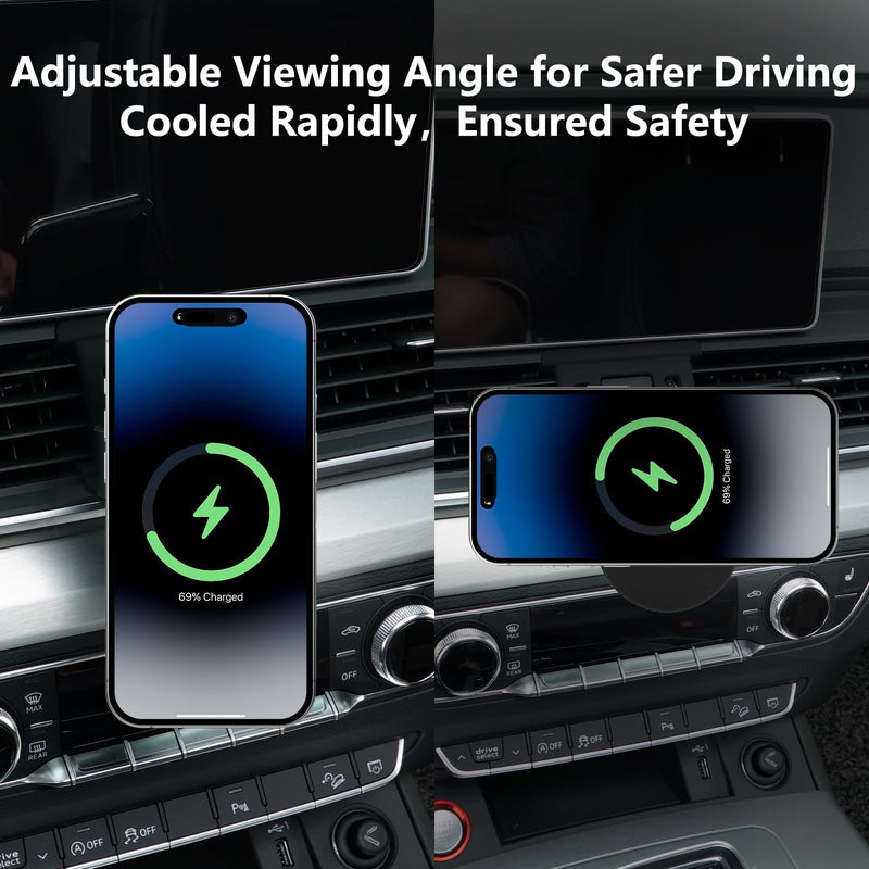 CLEC for Audi Q5 2018-2025 Magnetic Wireless Car Charger Phone Holder Mount Custom Fit for Q5 2018-2025 15W Fast Charging Car Phone Holder Wireless Charger
