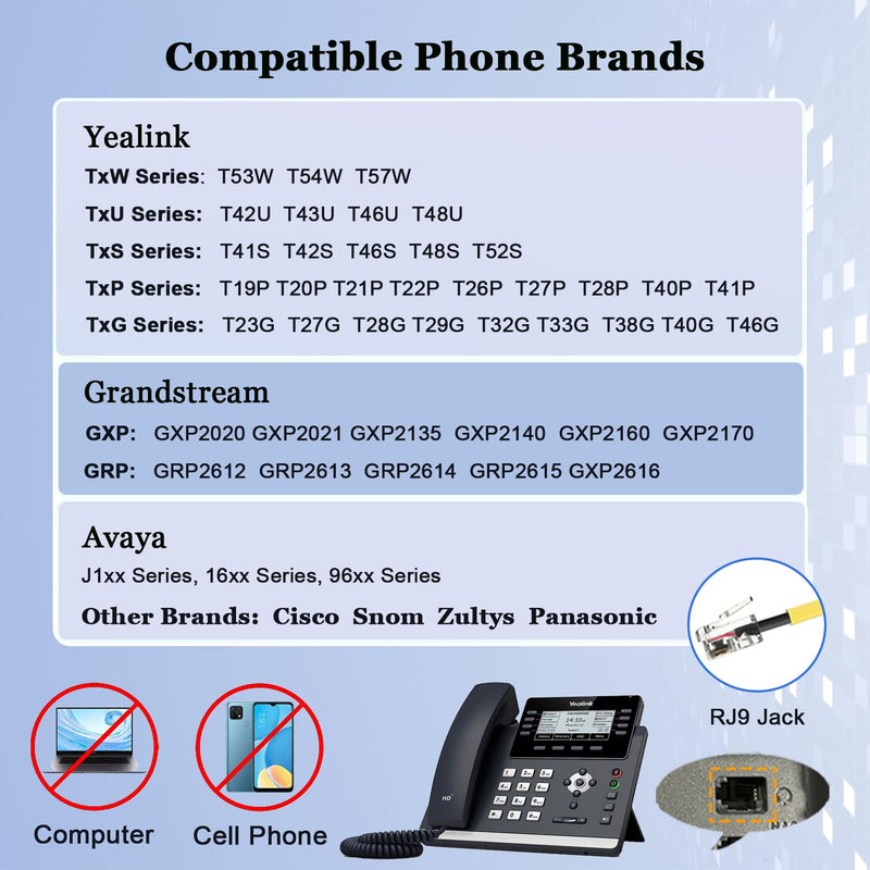 Callez Phone Headset for Yealink Office Phone with Noise Cancelling Mic, RJ9 Mono Telephone Headset Compatible with Yealink T20P T33G T46G T48G T46S T48S T53W T54W Avaya 1608 9608 J179 Grandstream Black