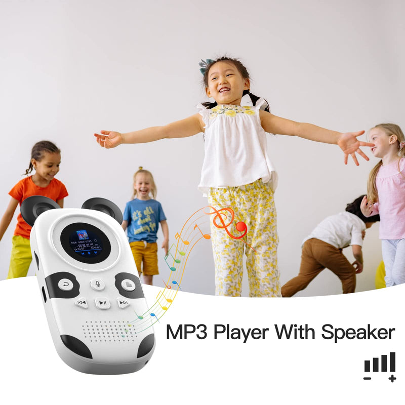 RUIZU 64GB MP3 Player for Kids, Cute Panda Portable Music Player MP3, Child MP3 Player with Bluetooth 5.3, Speaker, FM Radio, Voice Recorder, Alarm Clock, Stopwatch, Pedometer, Support up to 128GB