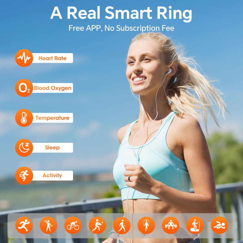 2025 Gesture Control Smart Ring for Men & Women, Free Subscription New Ultra-Thin Fitness Tracker, 24/7 Tracking of Activity Health, Sleep, Body Temperature, Android and iOS (Gold Size 10)