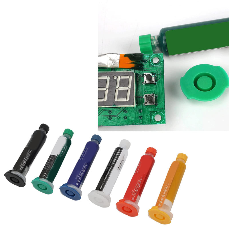 VOBOR UV Soldering Masks Ink, Pack of 6 10 CC Hardening Solder Stop Ink, Solder Stop Paint, PCB Circuit Boards Insulation Protection Paint