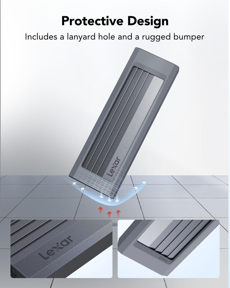 Lexar E350 M.2 NVMe SATA SSD Enclosure Adapter, USB 3.2 Gen 2 (10Gbps), Compatible with M Key/B+M Key, External Portable Solid State Drive Case, Support NVMe PCIe SATA SSD 2230/2242/2260/2280 LPAE350-RNGNG