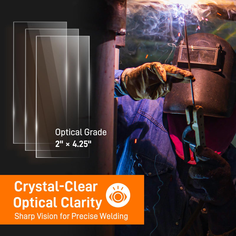 [AUSTRALIA] - 28 Pack 2 x4.25 inches Clear Welding Lenses, 0.04" Thick Replacement 2x4 Welding Lens, Welding Hood Clear Lenses for Most Standard Size Helmets 28PCS 