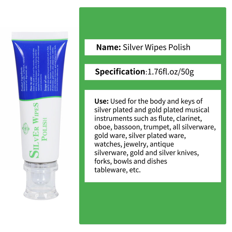 [AUSTRALIA] - Silver Wipe Polish Cleaner Removes Surface Oxidation Tarnish from Sterling Silver, Silver and Gold Jewellery and the Keys of Instruments for Flutes, Clarinets, Oboes, Bassoons, Trumpets,Silverware 
