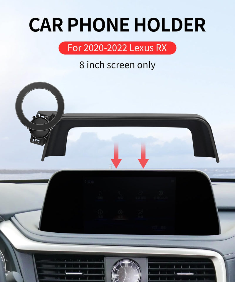Car Phone Holder for Lexus RX 2020-2022 Accessories, 8"Screen Magsafe Mount | Magnetic Cell Phone Mount Clip Compatible with iPhone, 3D fit Stable Dashboard GPS Navigation Bracket Cradle 360° Rotation for 2020 2021 2022 RX (8 inch screen only)