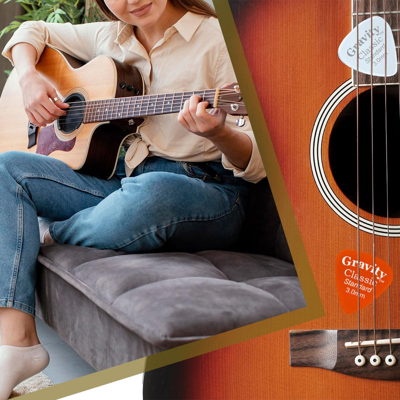 Gravity Guitar Picks - Made of Acrylic - Brighter, Louder, Faster - Classic Standard 3.0mm - 8 Color Assortment