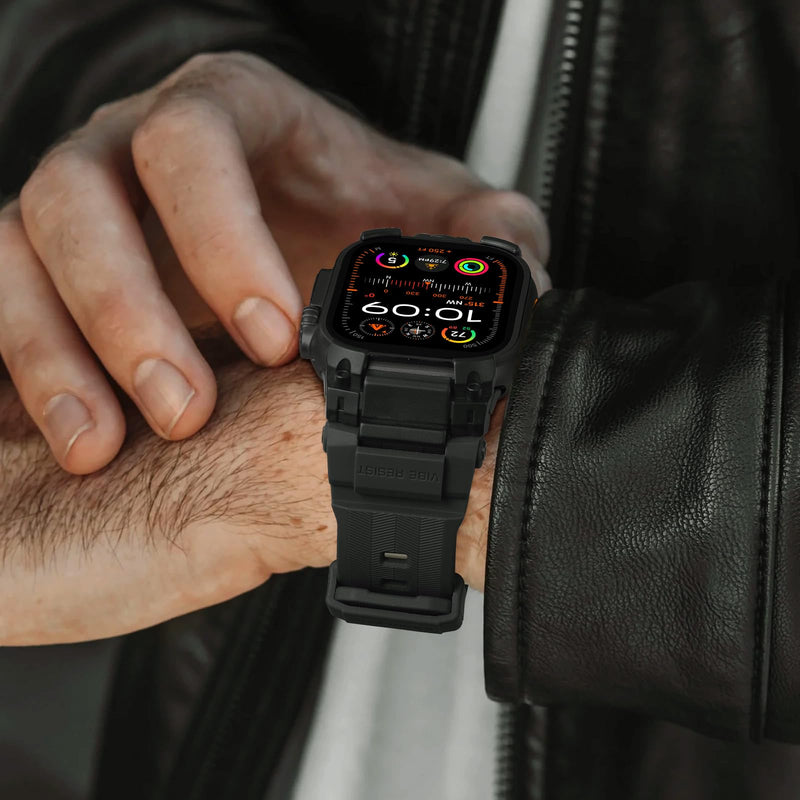 Bandletic Sport Bands Compatible with Apple Watch Ultra 3 2 1 49mm Band Men | Soft Silicone Strap with Screen Protector, Stainless Steel Connector, Only Fit for iWatch Ultra 49mm bands, Black/Black