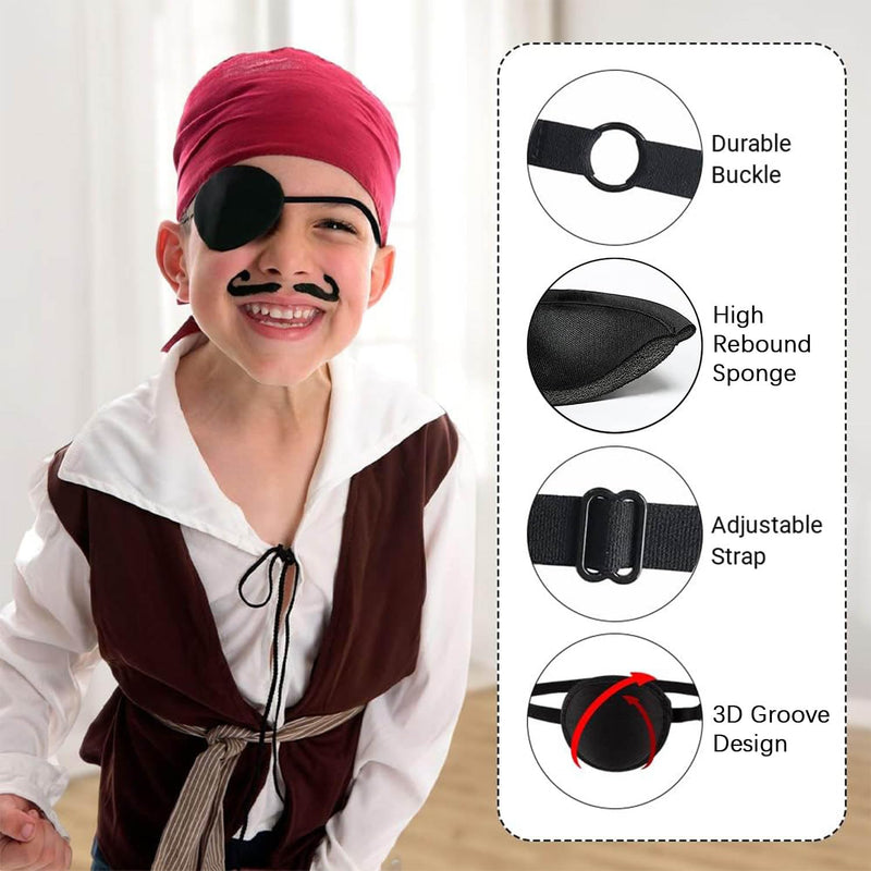 2 Pcs Eye Patch for Adults Kids,3D Adjustable Eye Patches for Amblyopia Lazy Pirate Costume(Black)