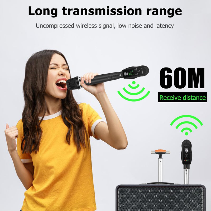UHF Wireless XLR Transmitter and Receiver with 48V Power Supply,Rechargeable Mic Adapter 16 Channels 196ft Range for Dynamic/Condenser Mics,Audio Mixer,Electric Guitar Bass,PA System