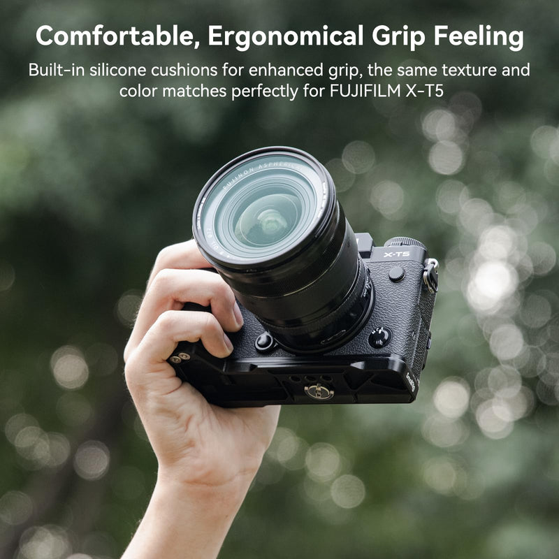 SmallRig X-T5 L-Shape Grip for FUJIFILM X-T5 Camera, Built-in Quick Release Plate for Arca, 1/4"-20 Holes, Ergonomic Silicone Handgrip, Shutter Button (Black) - 4260 Black