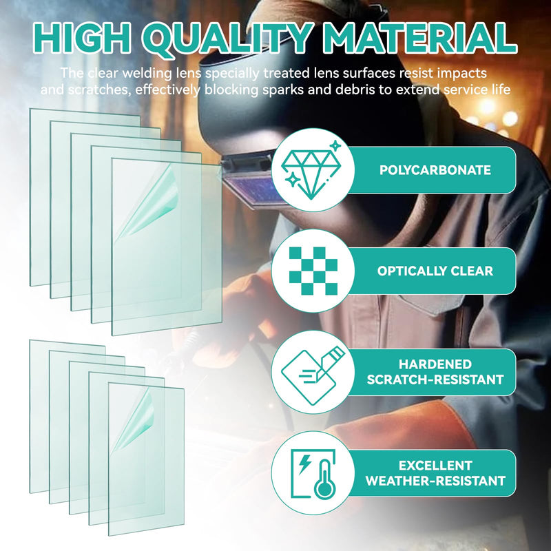 [AUSTRALIA] - 10PCS 41589 lnslghts-Adf Series Welding Helmet Clear Lenses, Outside Inside Welding Hood Cover Clear Lenses - for HSL 100, HLX 100, 46131, 46101, 46101, 46130 (4.48" X 5.2", 2.4" X 4.02") 