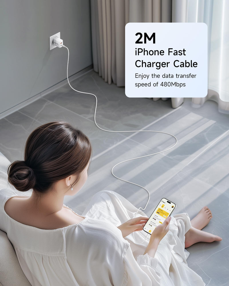 RAVIAD iPhone Charging Cable and Quick Charger [MFi Certified] 20W iPhone Charger, 2M USB C to Lightning Cable with Power Adapter Charging Plug for iPhone 14 Pro Max 13 Plus 12 11 SE X iPad 1-Pack mit 2M Kabel