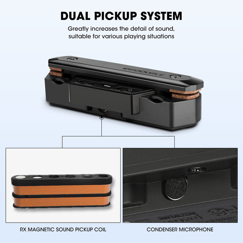 Acoustic Guitar Pickup Rechargable Active Soundhole Guitar Pickup Adjustable Pickup for Guitar Magnetic Coil Build-in Volume Control Guitar Microphone Acoustic Pickup Wired Guitar Pickup Black