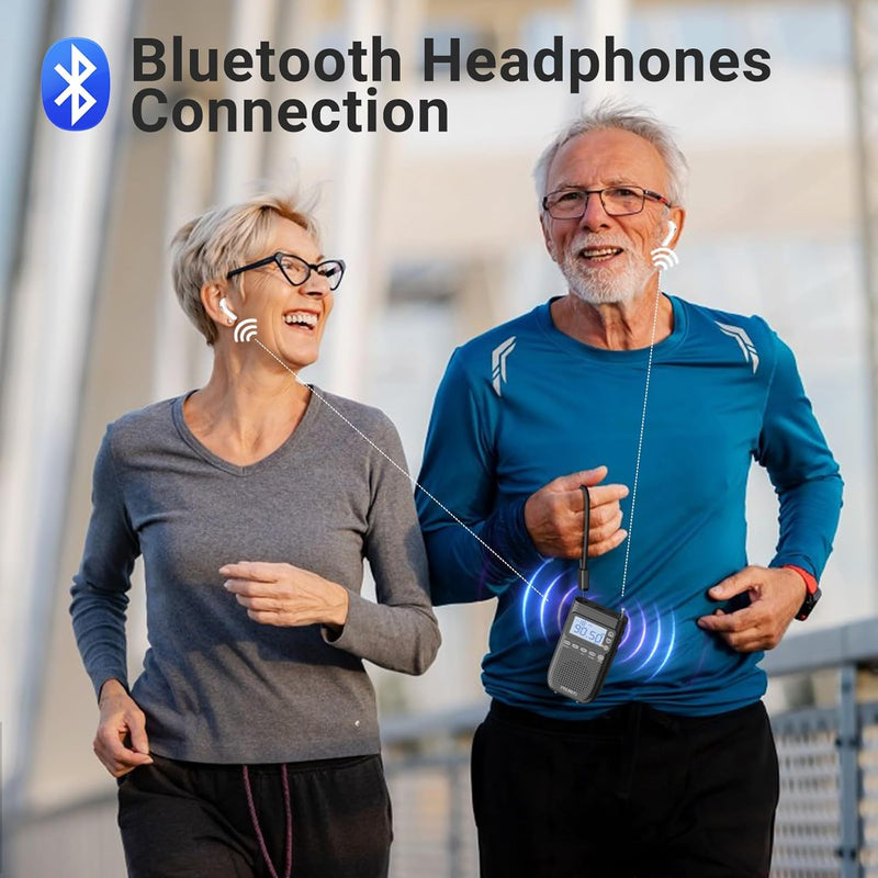 [AUSTRALIA] - PRUNUS J-618 Portable Radio AM FM to Bluetooth Earphone, as Bluetooth Speaker, 2000mah Rechargeable Radio, Preset, TF Card Shuffle Play, Headphone Jack, Sleep Timer, Walkman Radios, Digital Radios 
