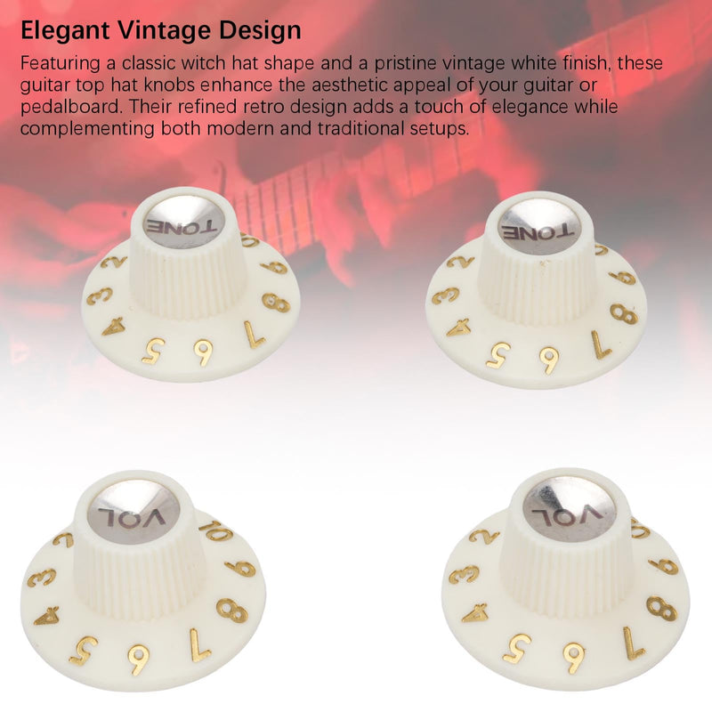 Eujgoov Guitar Control Knobs Retro White Color 2PCS Volume Witch Hat Knobs for Electric Guitar Bass Amplifier Effect Pedal