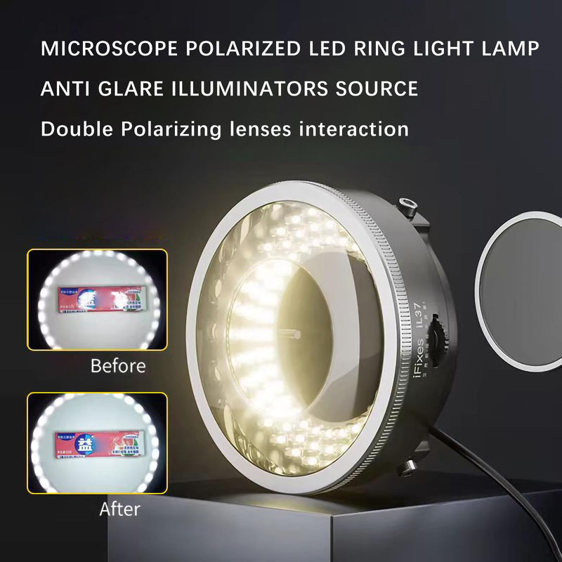 Microscope Polarized 96-LED Ring Light Anti Glare Microscope Lamp Illuminator for Soldering Repair Industrial Camera